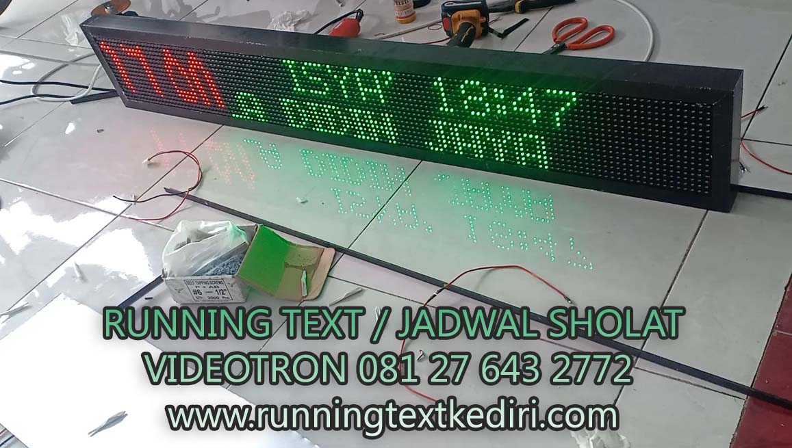<p>Pemasangan running text variasi lebih bagus dan sangat berguna untuk masjid dan mushola. Di Kediri Tulungagung masih jarang orang menggunakan jadwal sholat led variasi, sehingga kami dapat membantu anda agar masjid mushola tampak bagus.</p>